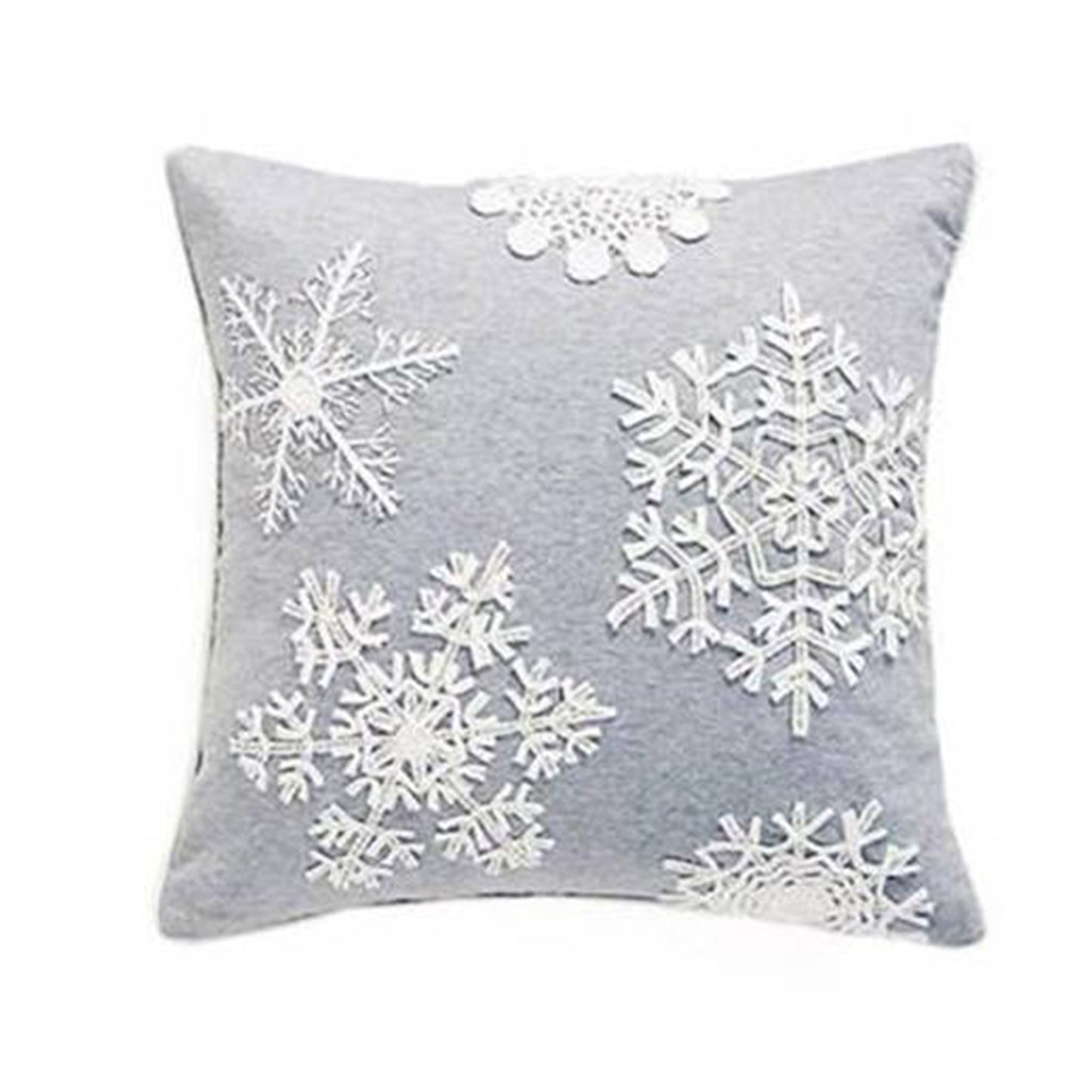 Grey Snowflake Pillow Embroidered