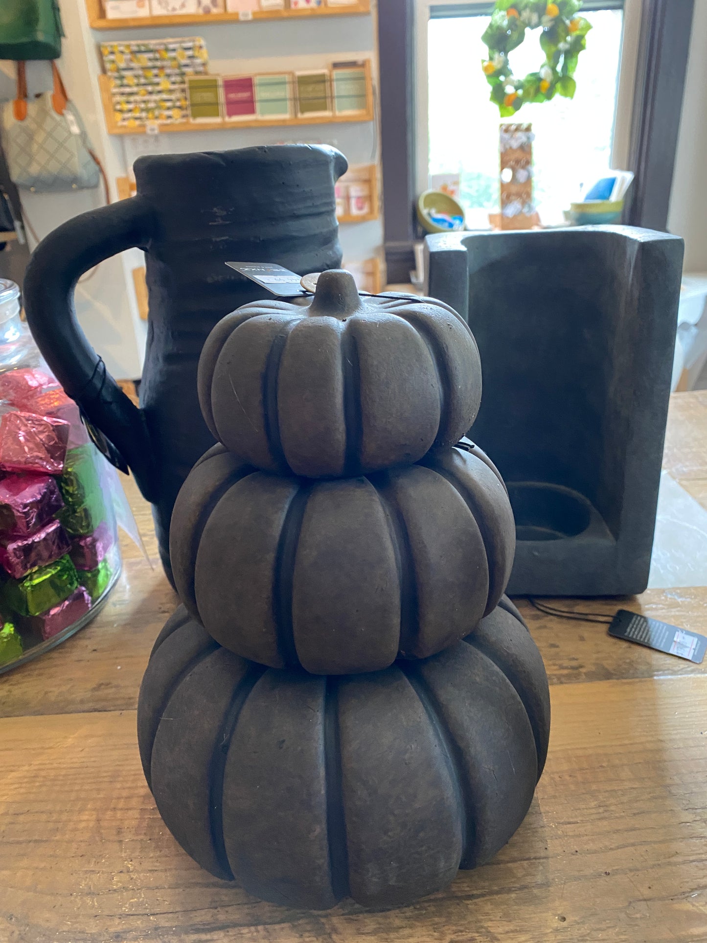 Set of Three Black Pumpkins