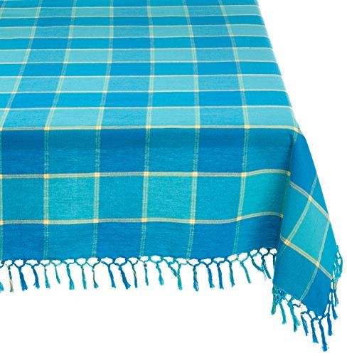 Mahogany Blue Plaid Tablecloth