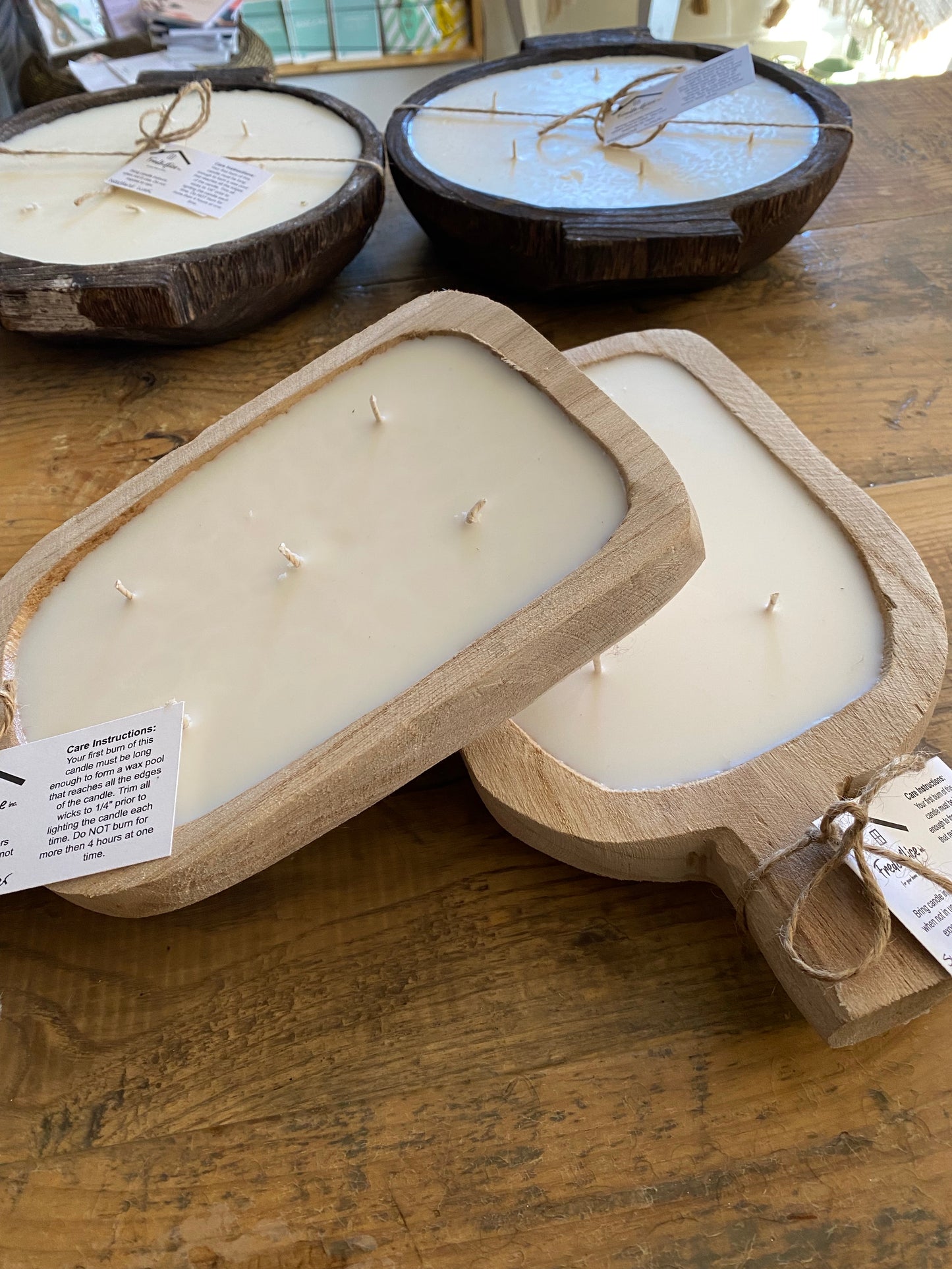 Dough Bowl Soy Candle: Single Handle Light Wash