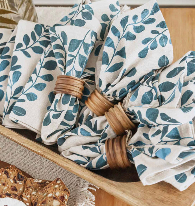 Blue Leaf Dinner Napkins