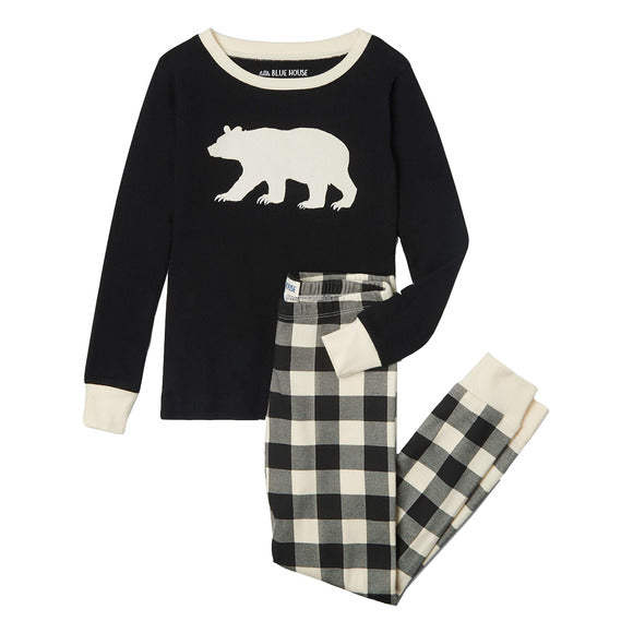 Kids Cream Plaid Pajama Set