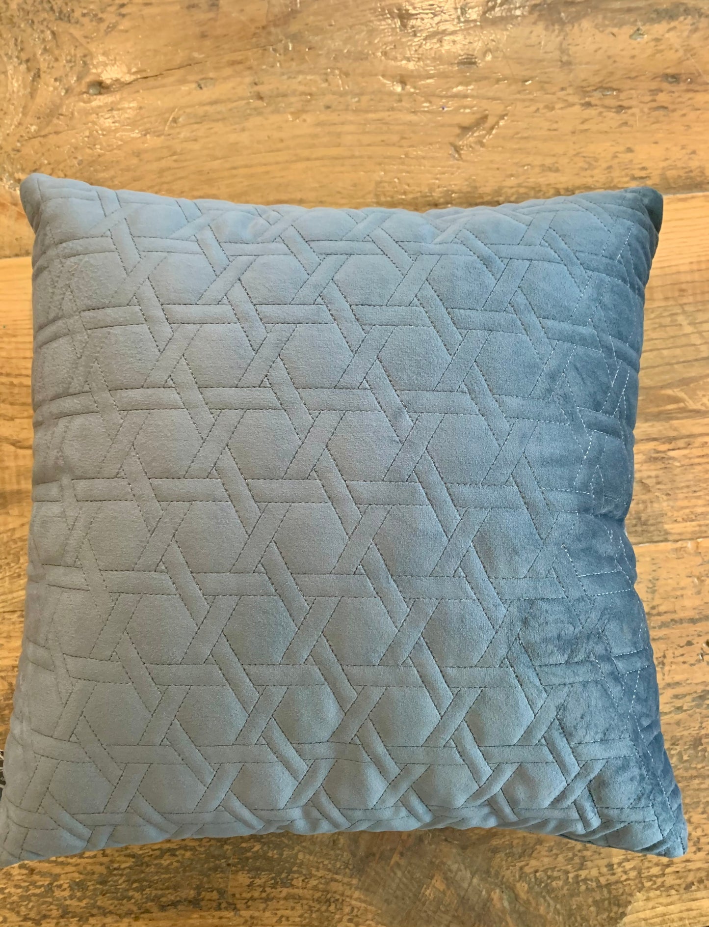 Grey velvet quilted pillow