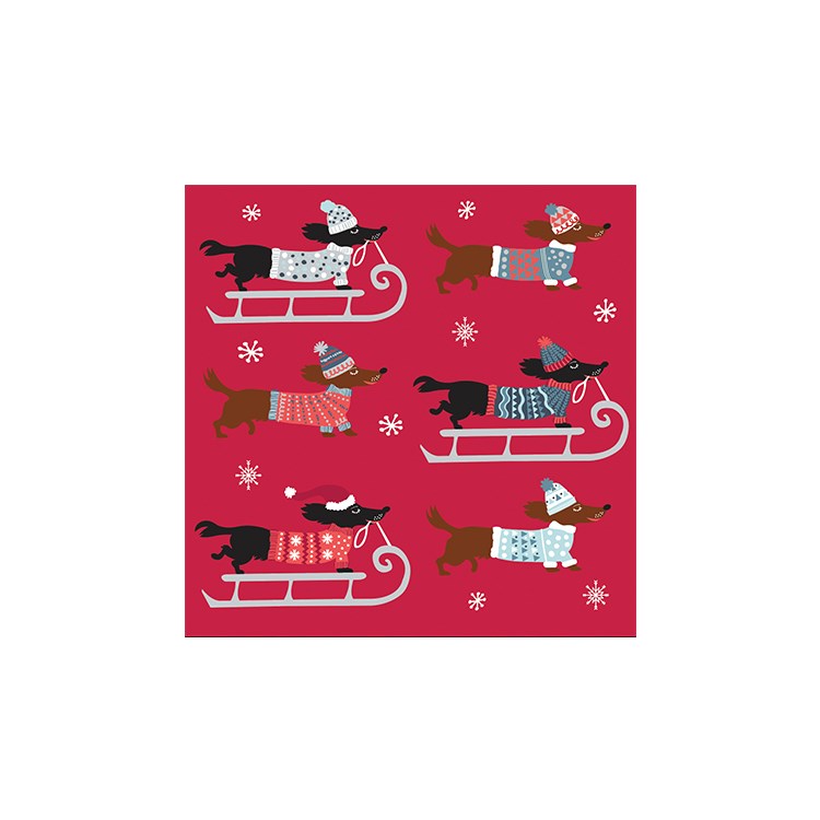 Sledding Dog Cocktail Napkins