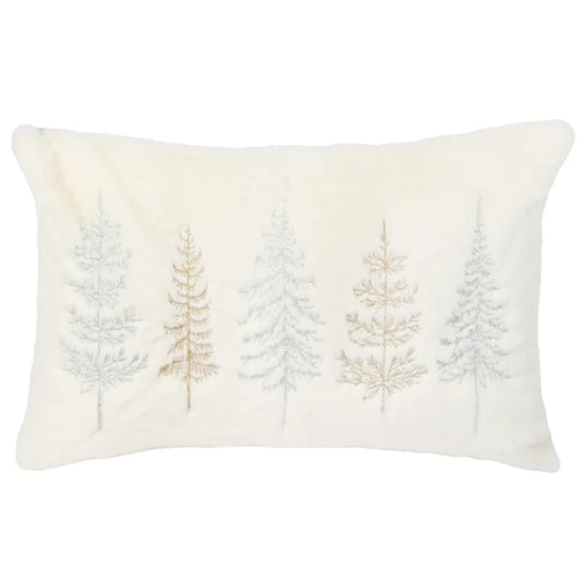 Frosted Metallic Tree Pillow Cover