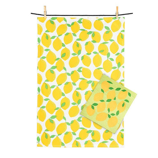 Lemons Swedish Dishcloth & Tea Towel