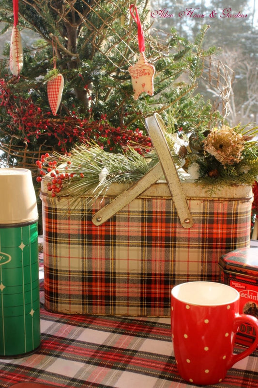 MCM Plaid, Metal Picnic Basket