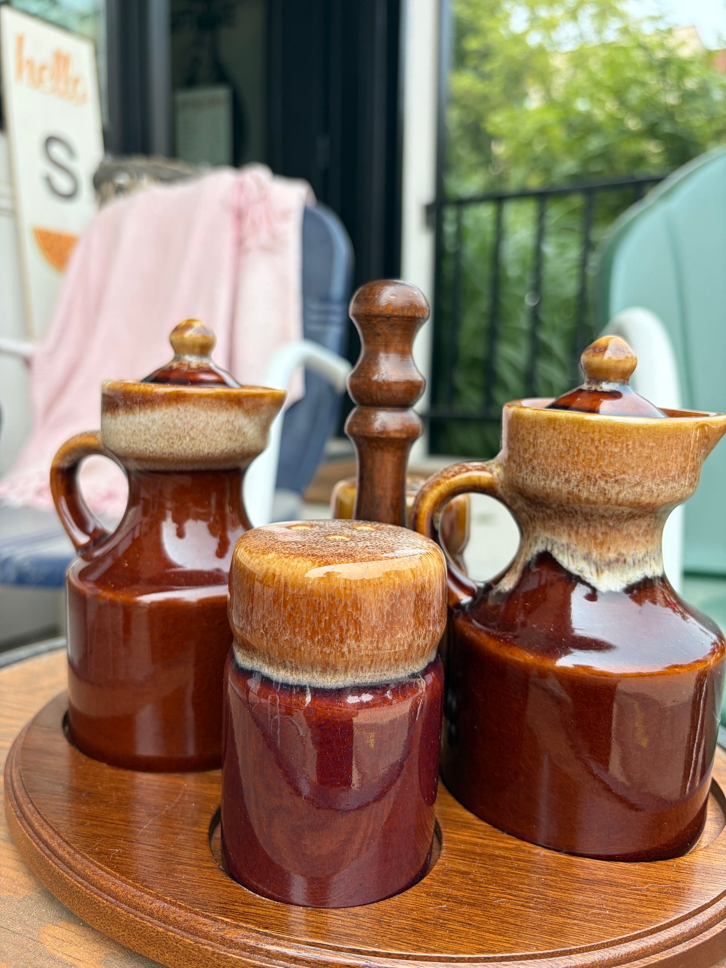 Vintage Pottery Cruet Set