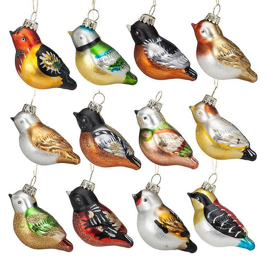 Assorted Blown Glass Songbird Ornaments