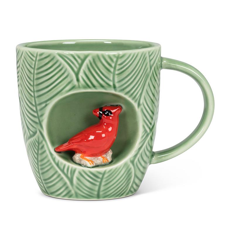 Leaf Mug with Cardinal Inset