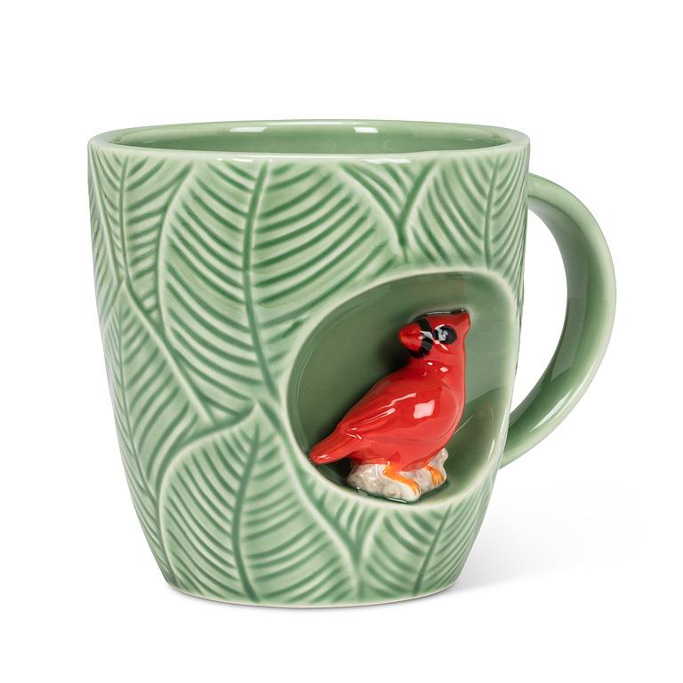 Leaf Mug with Cardinal Inset