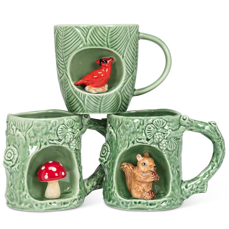 Leaf Mug with Cardinal Inset