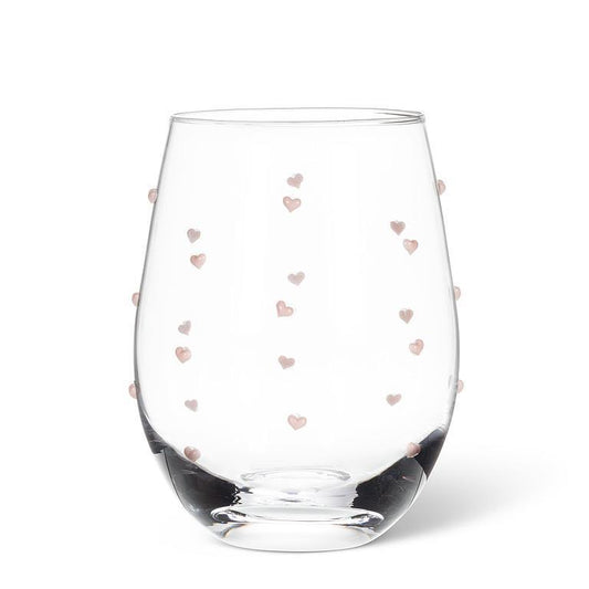 Stemless Pink Heart Wine Glass