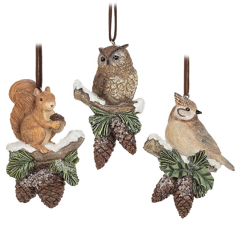 Owl, squirrel or bird on Pinecone Ornament