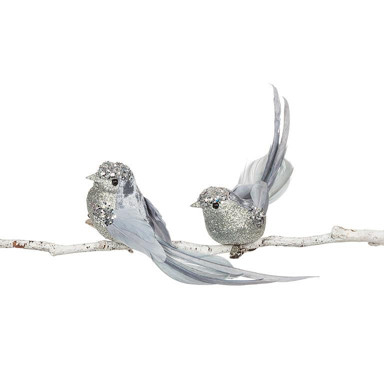 Glittery Bird Ornaments on Clip
