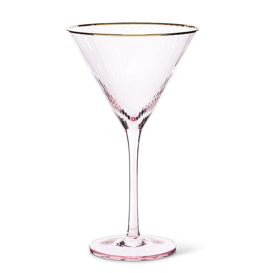 Blush Martini Glass with Gold Rim