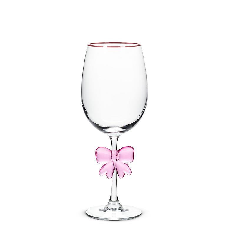 Wine Glass with Raised Glass Bows