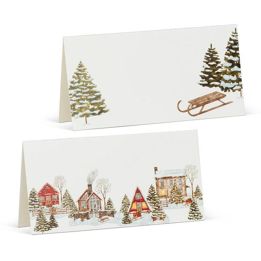 Winter Houses Fold Placecards - 12 Pieces