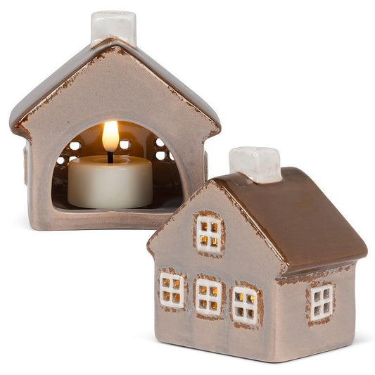 Grey Ceramic Tealight House