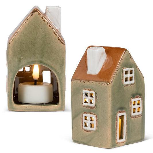Green Ceramic Tealight House