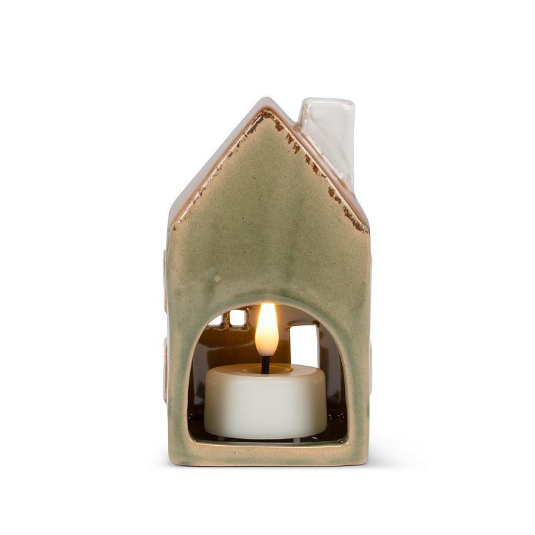 Green Ceramic Tealight House
