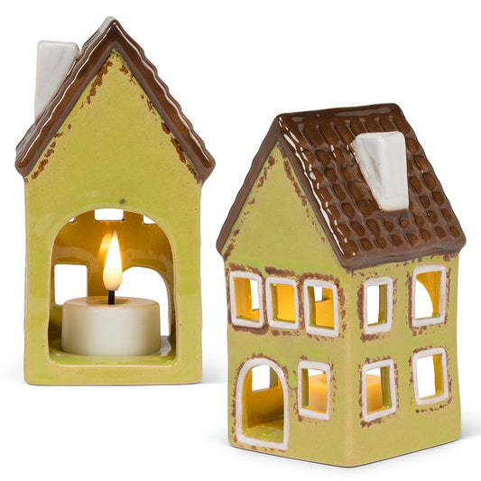 Yellow Ceramic Tealight House