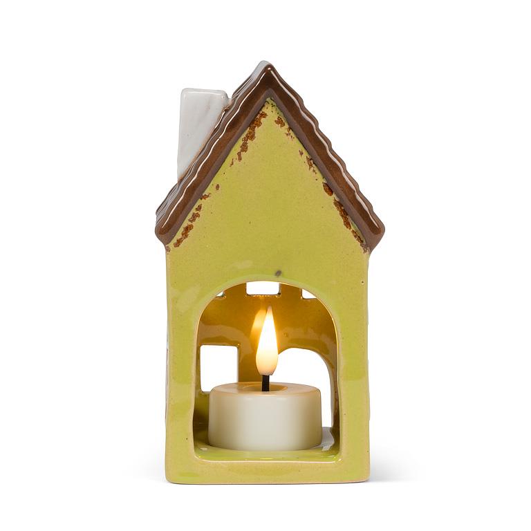 Yellow Ceramic Tealight House