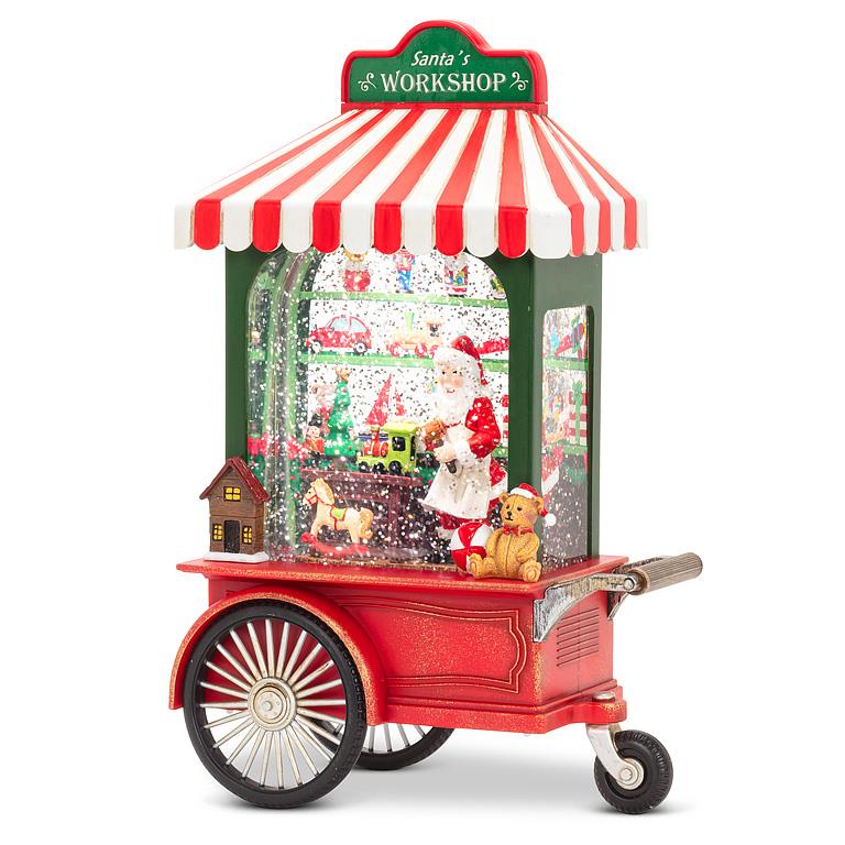 Santa's Workshop Cart in Glitter LED Lantern