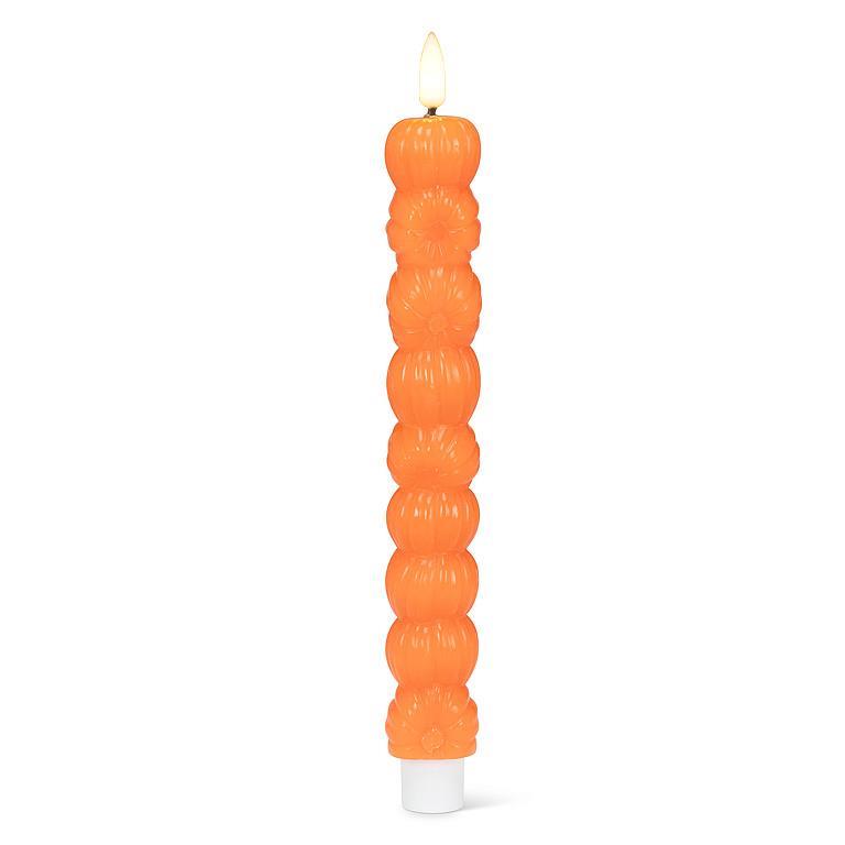 Stacked Pumpkin LED Taper Candles Set