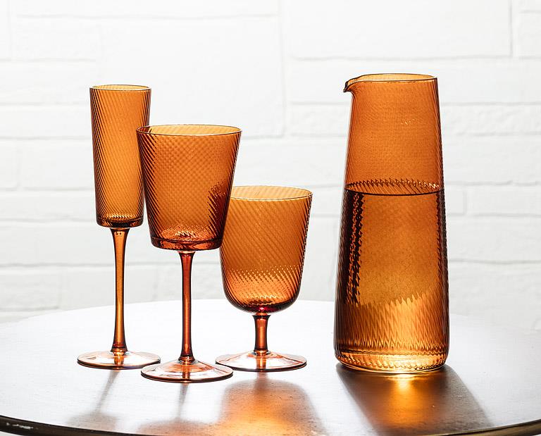 Amber Swirl Optic Wine Goblet