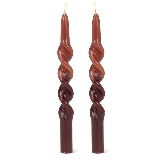 Large Spiral 2-Tone Taper Candles - Set of 2