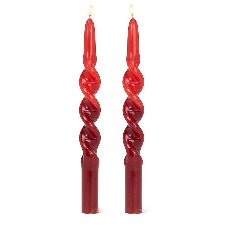 Large Spiral 2-Tone Taper Candles - Set of 2