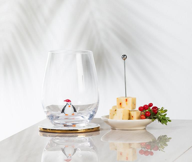 Penguin Stemless Wine Glass