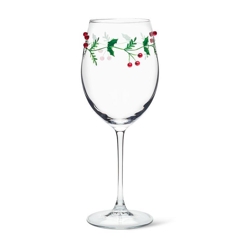Holly & Berries Wine Glass