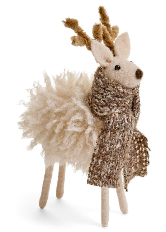Felted Wool Deer With Scarf