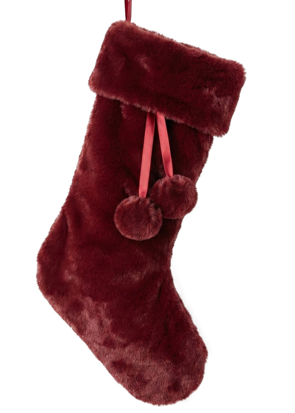 Burgundy Faux Fur Stocking