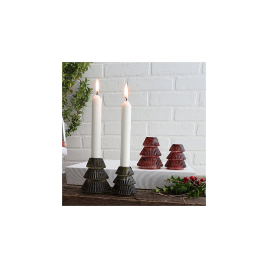 Glass Ribbed Tree Taper Holder