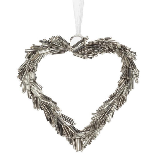 Beaded Silver Hearth Wreath