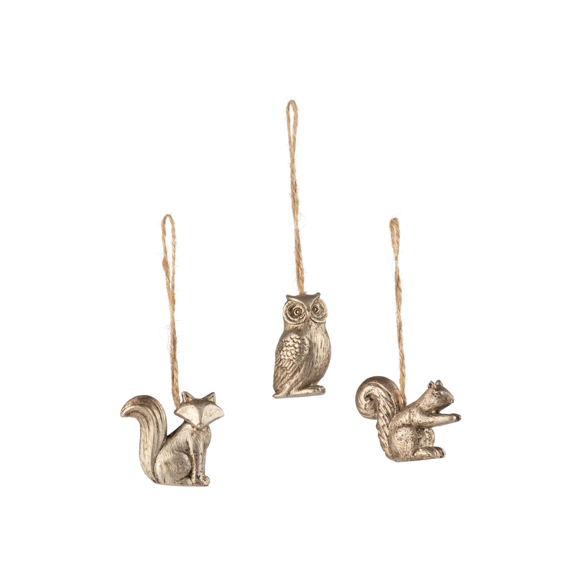 Gold Squirrel, Fox & Owl Ornament