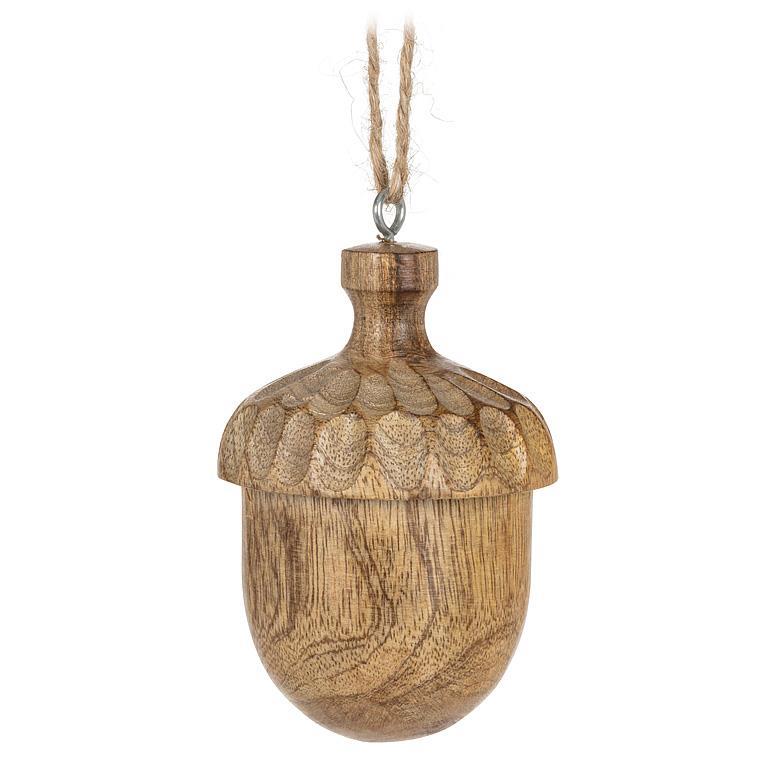 Carved Acorn Ornaments - Set of 3