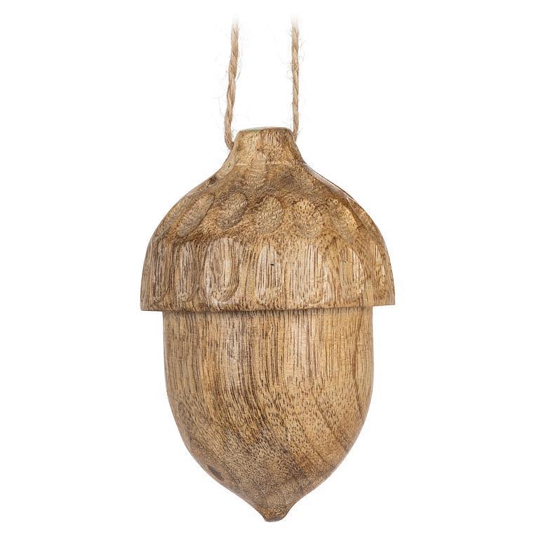 Carved Acorn Ornaments - Set of 3