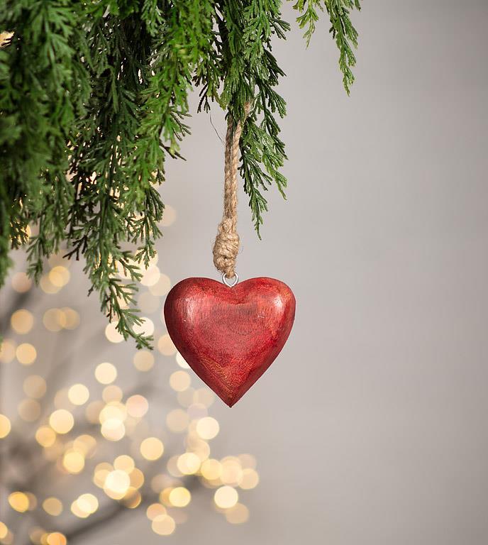 Wooden Puffy Heart Ornament