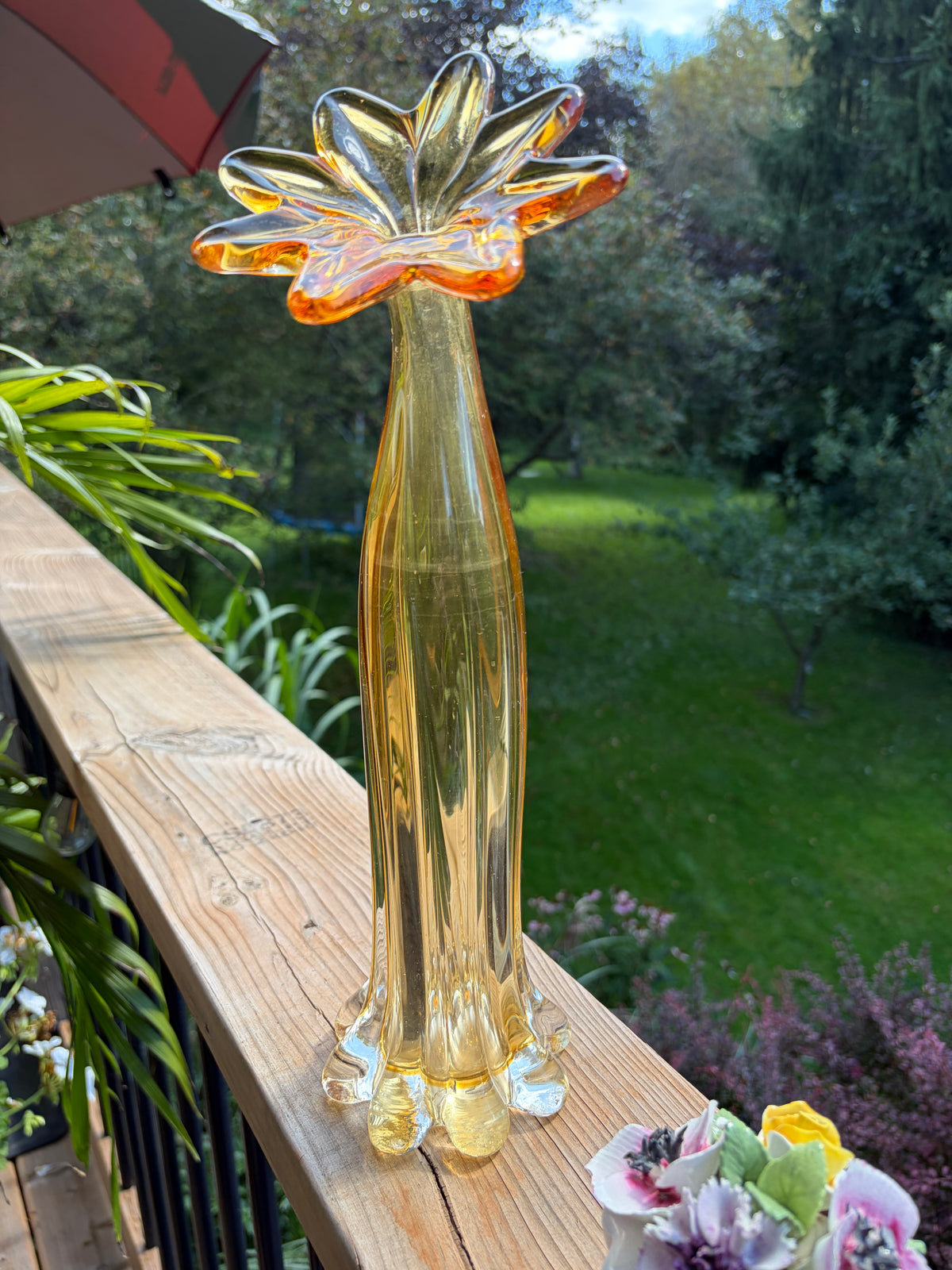 Amber vintage glass vase