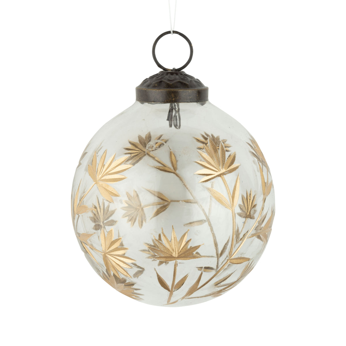 Clear Glass Ornament W Gold Detail