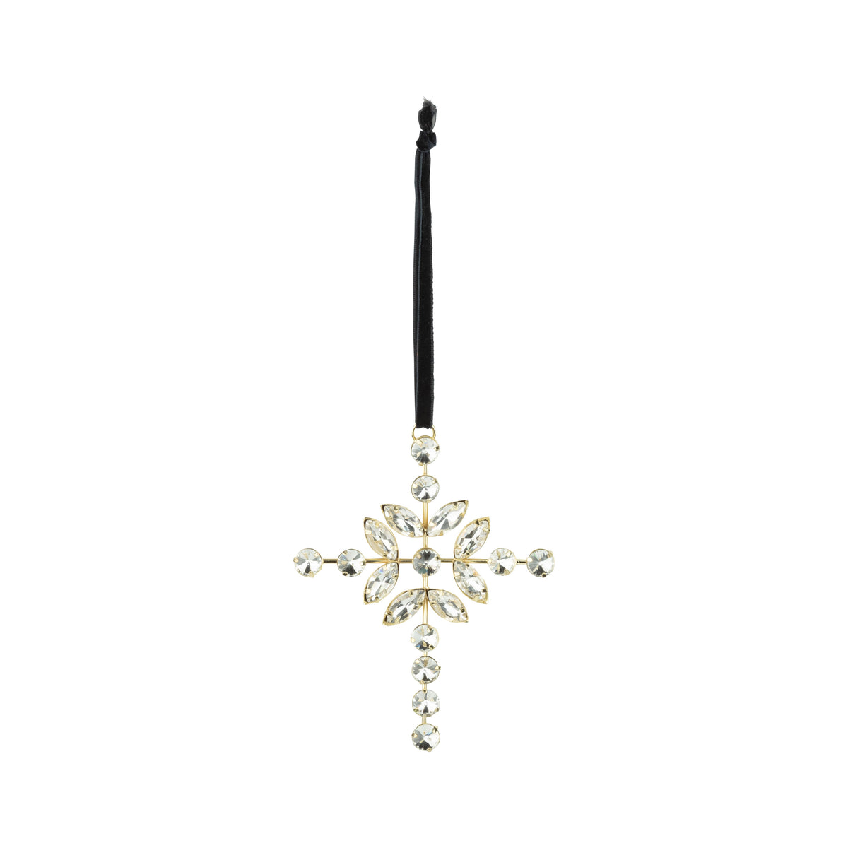 Clear Glass Jewel Cross Ornament
