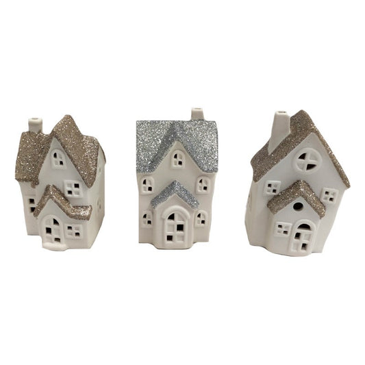 LED Houses with Glitter Accents