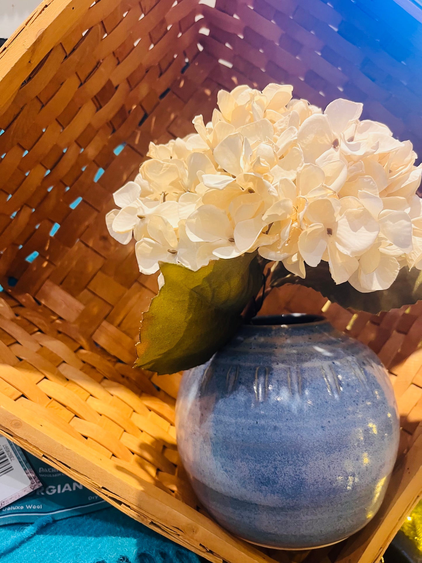 Vintage Blue Pottery Vase