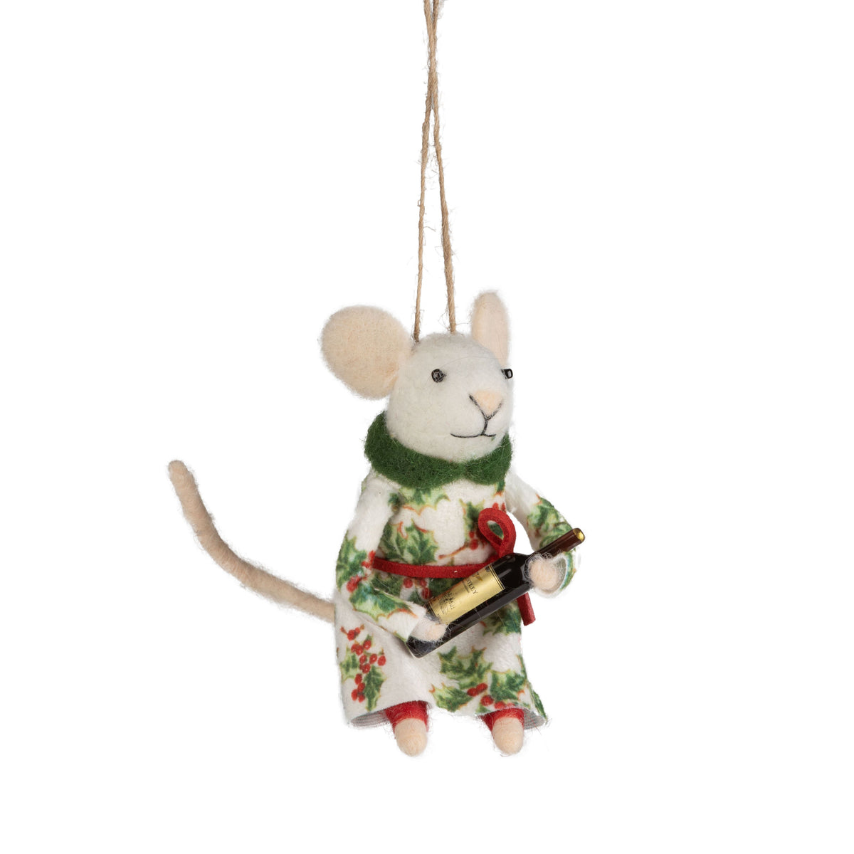 Felted Holiday Mouse With Wine