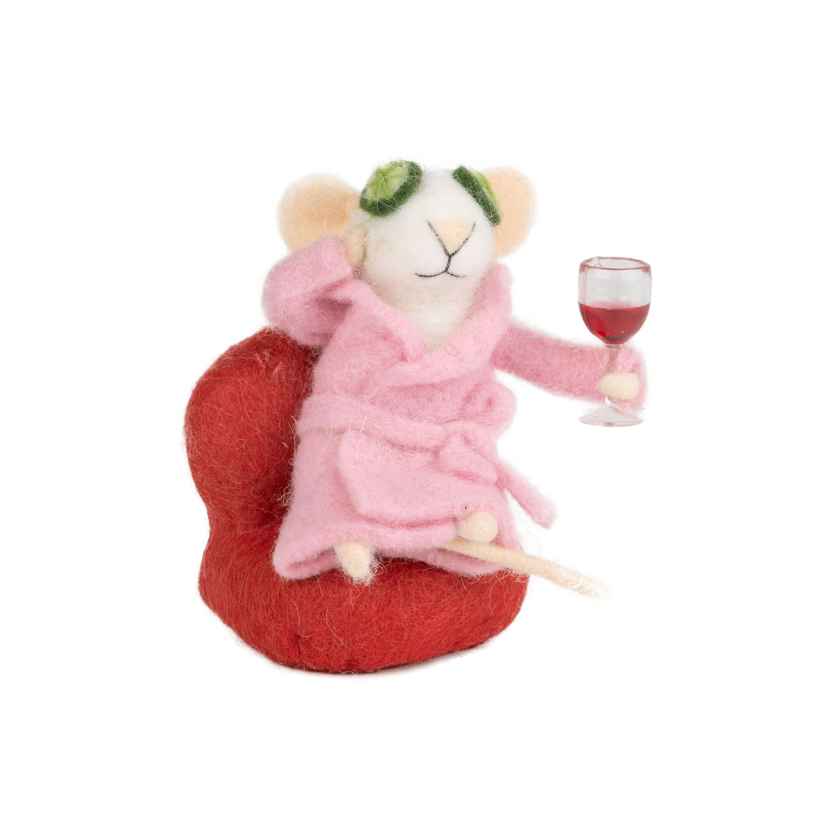 Chair & Wine Felted Mouse Ornament