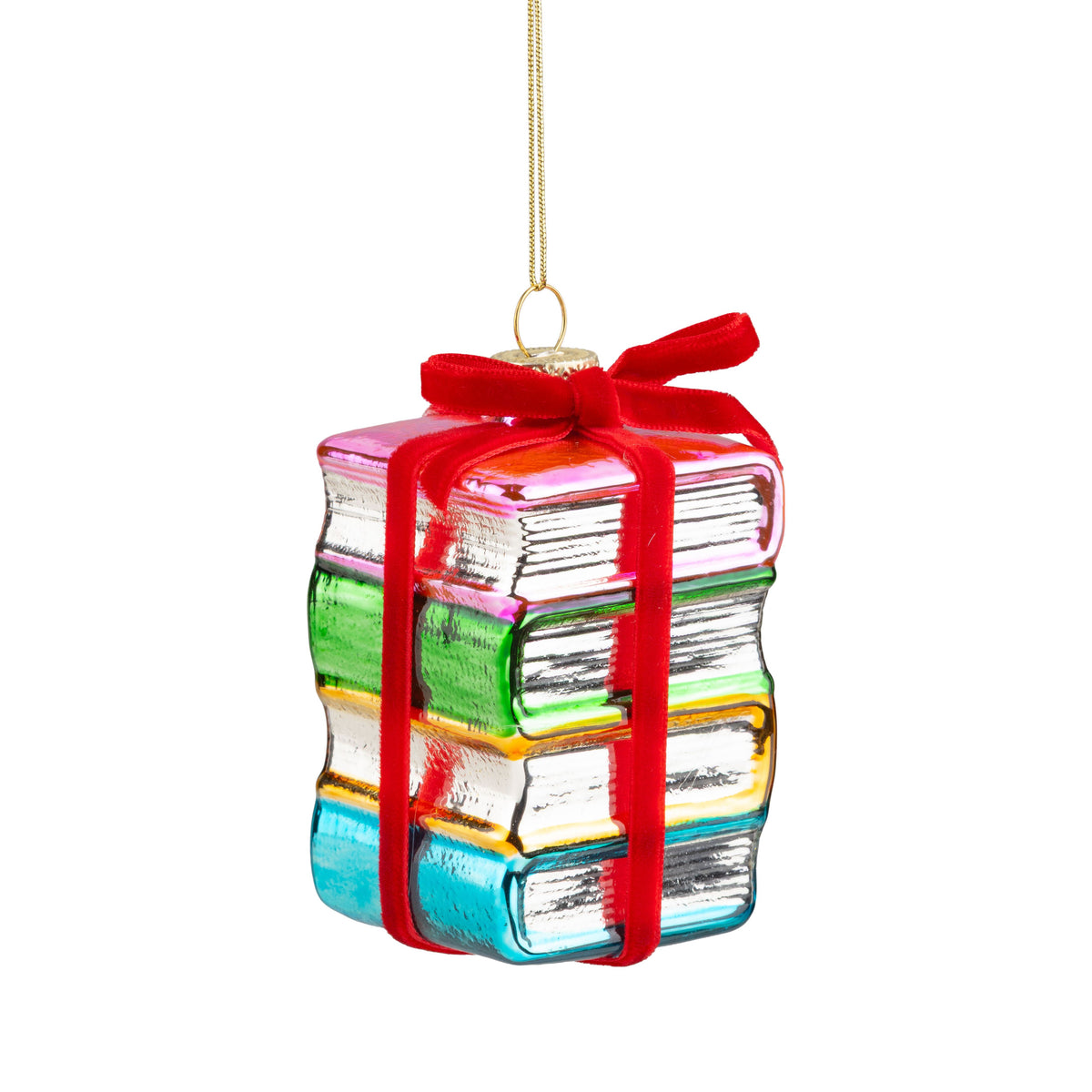 Glass Book Stack Ornament
